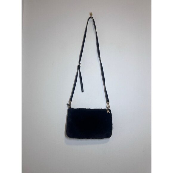 Steve Madden Black S/M Flax Fur Cross Shoulder Purse - Picture 1 of 7